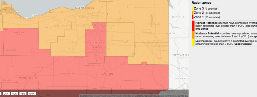 Akron Area Radon Levels Map